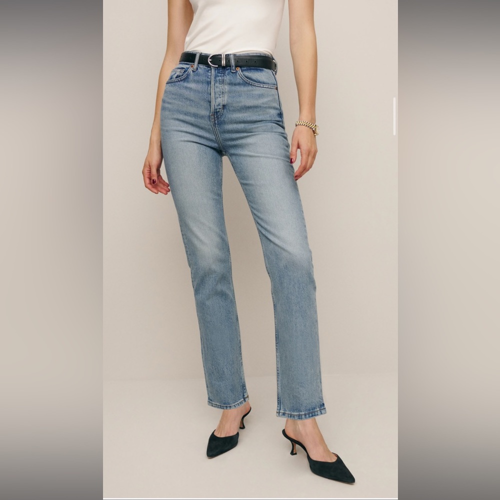 Reformation Cynthia Stretch High Rise Straight Jean